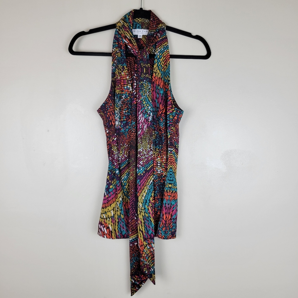 Trina Turk Silk Halter Top